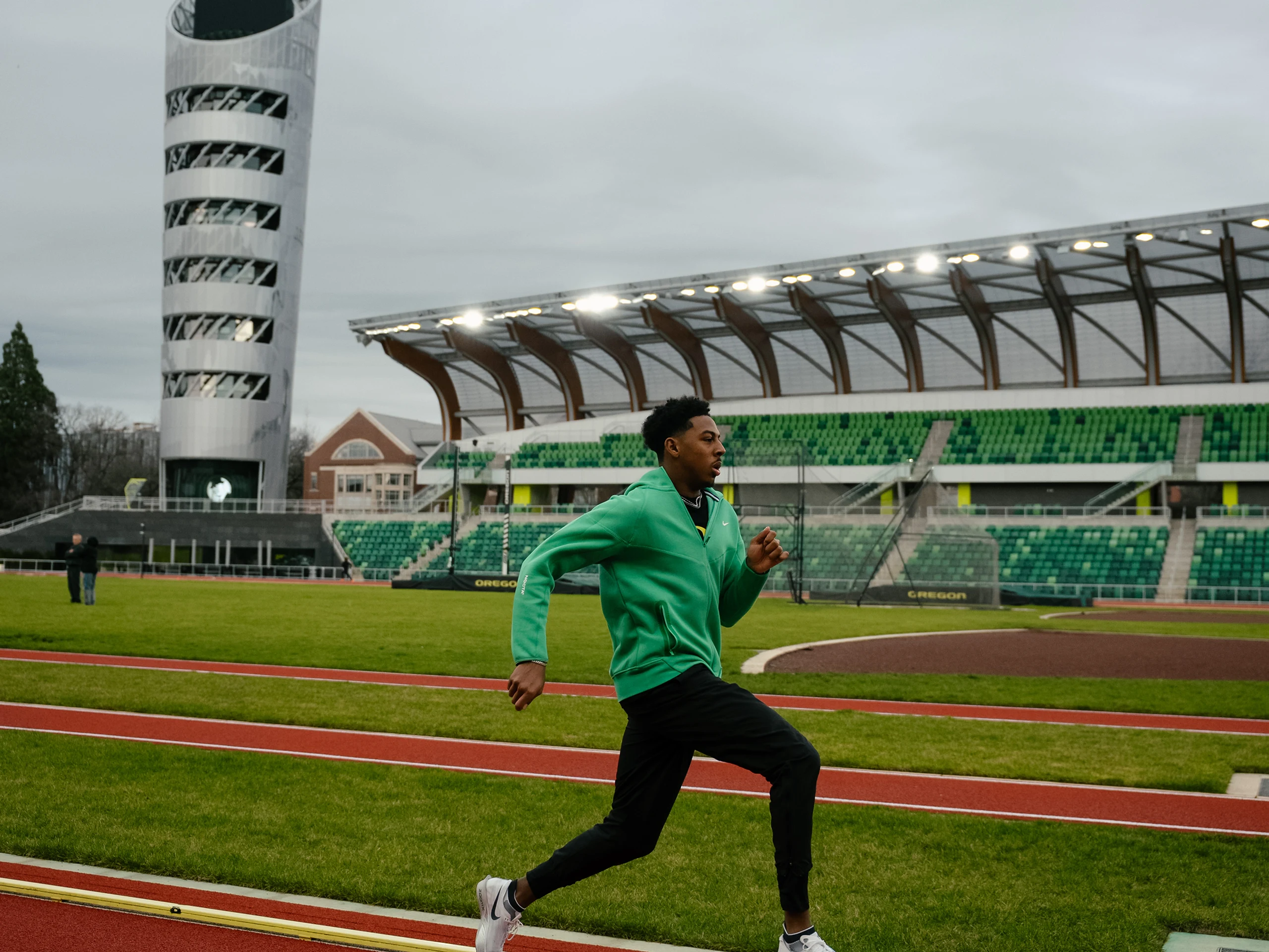 Track athlete exploding from the starting blocks